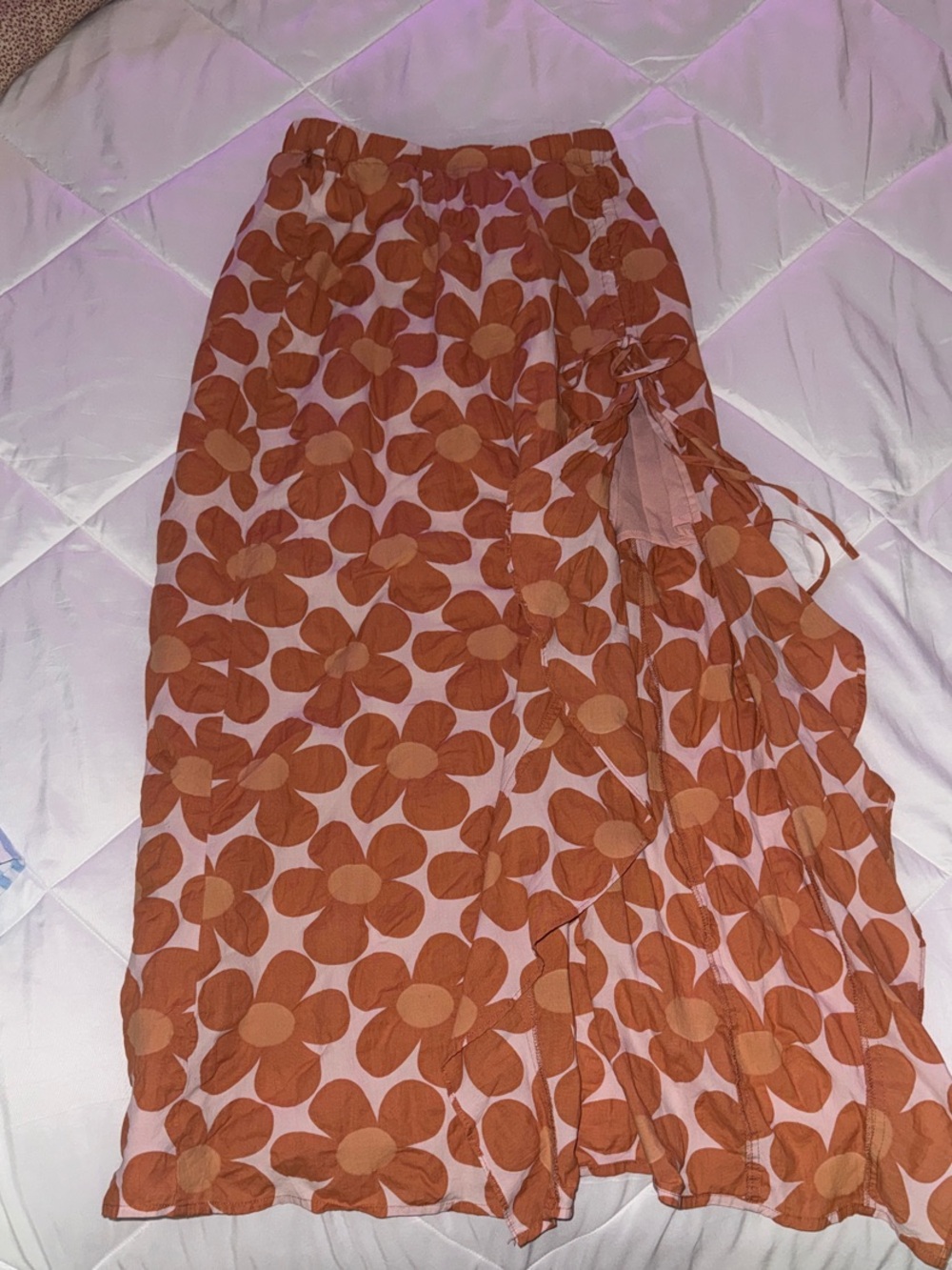 vestique Orange Floral High-Low Skirt